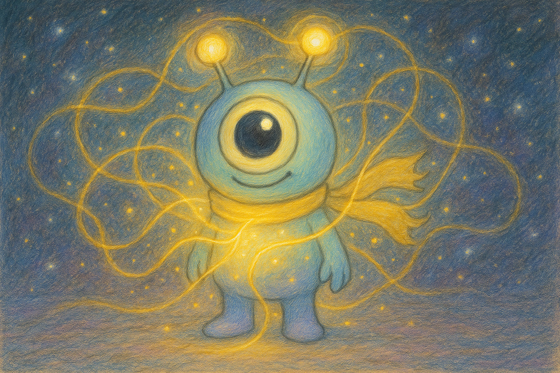 Eo glowing, connected to the cosmos