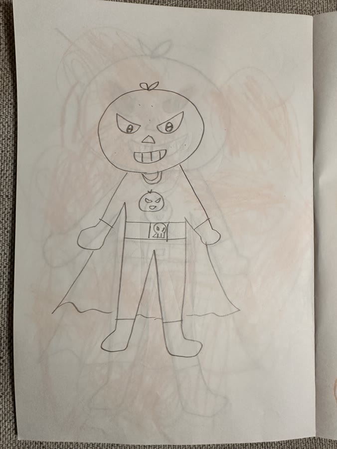 Child's sketch of Evil Mikanman